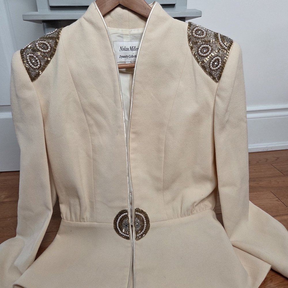 Cream Embellished Blazer